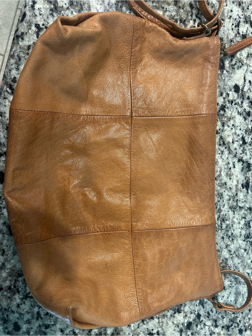DAY & MOOD Leather-Trim Canvas Tote - Light Beige with Chestnut Trim